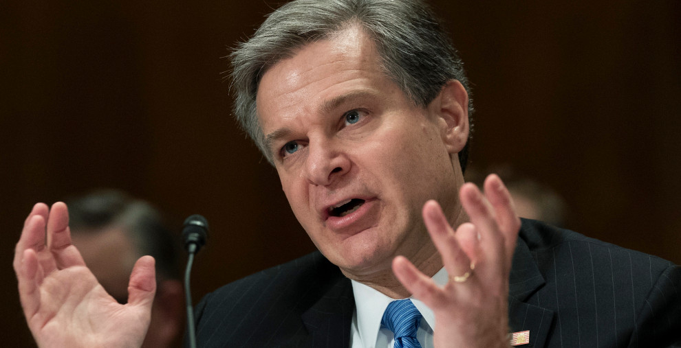 FBI Director Christopher A. Wray, testifies during a hearing of the Senate Committee on Homeland Security & Governmental Affairs, on Capitol Hill, Wednesday, Oct. 10, 2018 in Washington. (AP Photo/Alex Brandon)