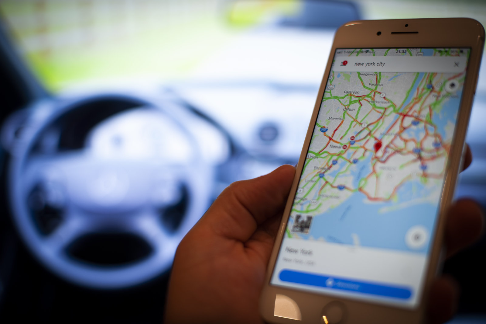 A mobile phone with the Google Maps application is seen in this photo illustration on September 18, 2018. Google is set to partner with the worlds largest car manufacturing group Renault-Nissan-Mistubishi to provide its Android operating system for media screens in their vehicles. (Photo by Jaap Arriens/NurPhoto via Getty Images)