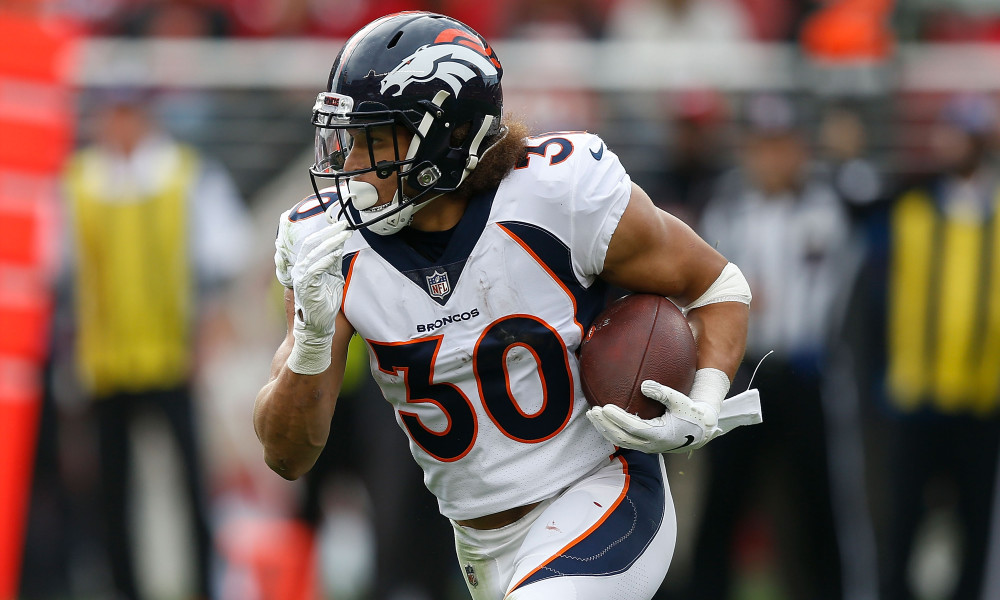 SANTA CLARA, CA - DECEMBER 09: Running back Phillip Lindsay #30 of the Denver Broncos runs the ball against the San Francisco 49ers at Levi's Stadium on December 9, 2018 in Santa Clara, California. (Photo by Lachlan Cunningham/Getty Images)