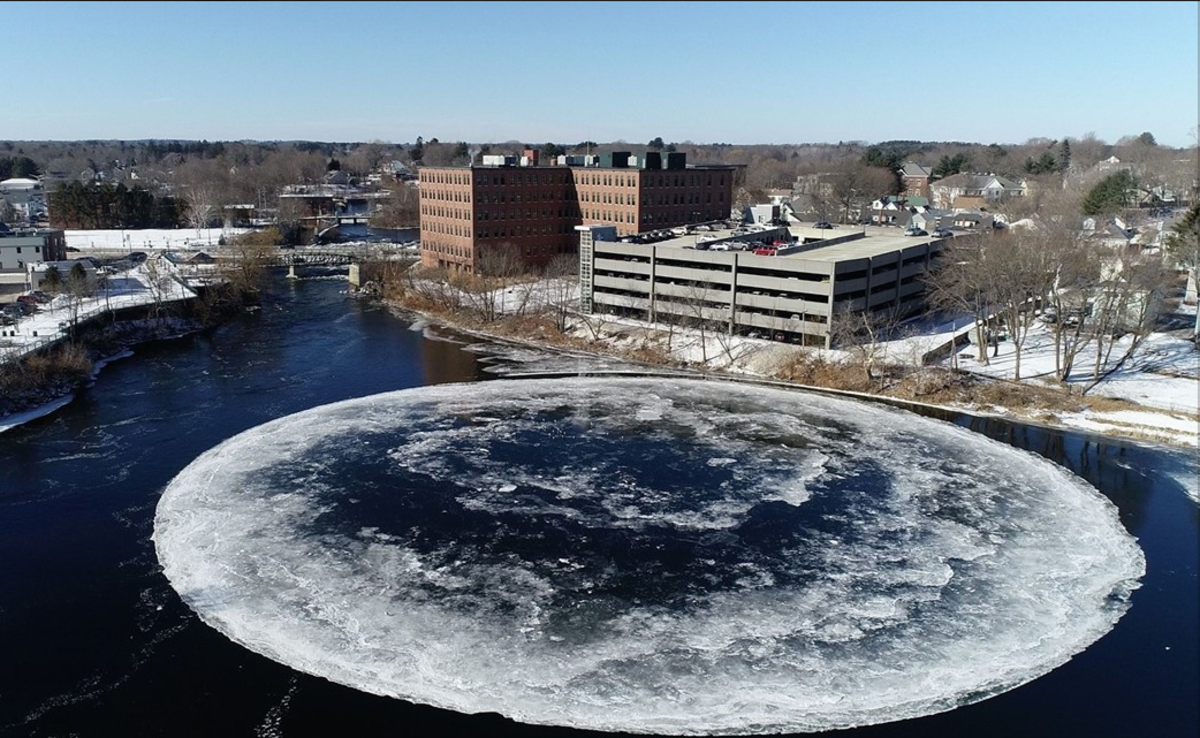 Gigantic Ice Disc spotted in the river Maine