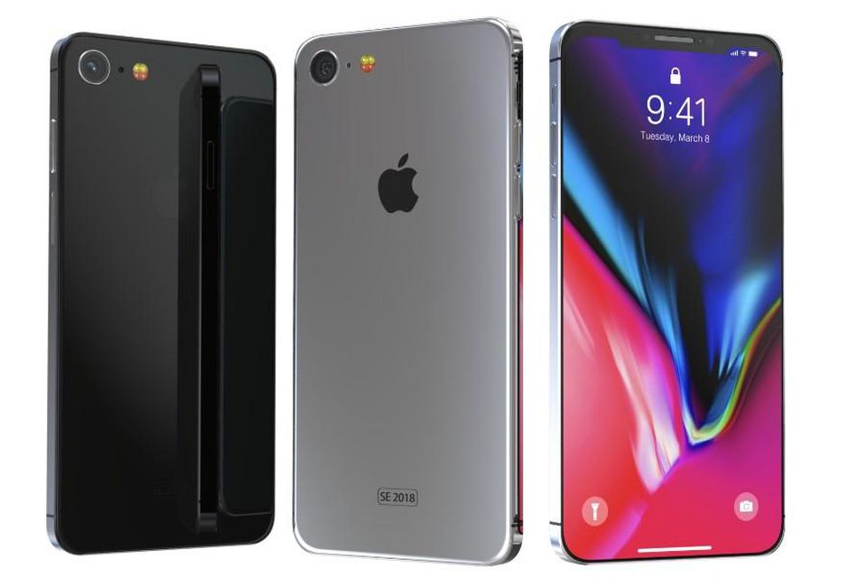 Glass back panel and a design similar to iPhone X but in 4-inch. 