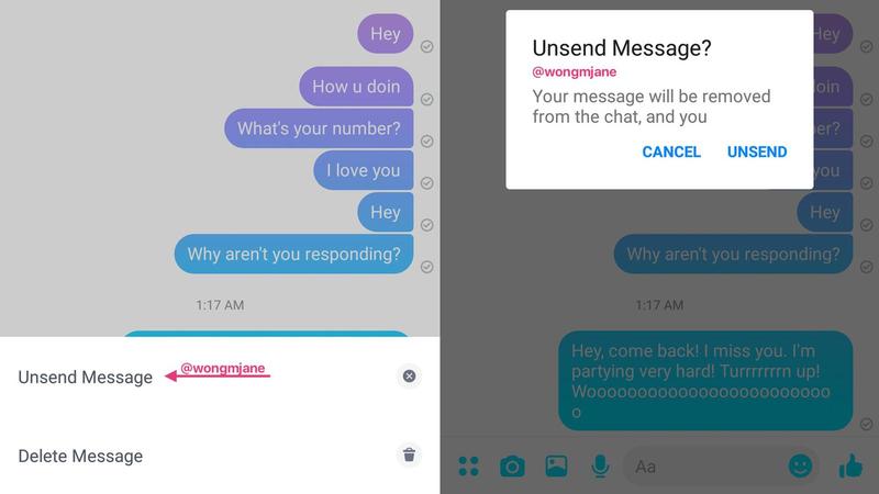 Facebook messenger vs WhatsApp Delete Sent Messages