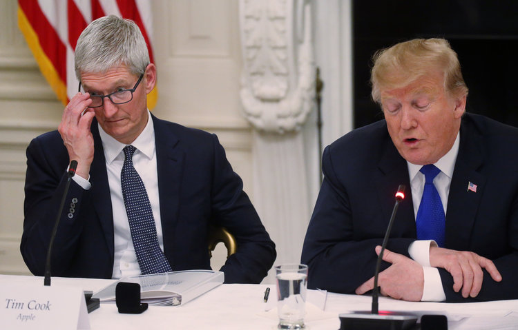 President Donald Trump and Tim Cook Apple