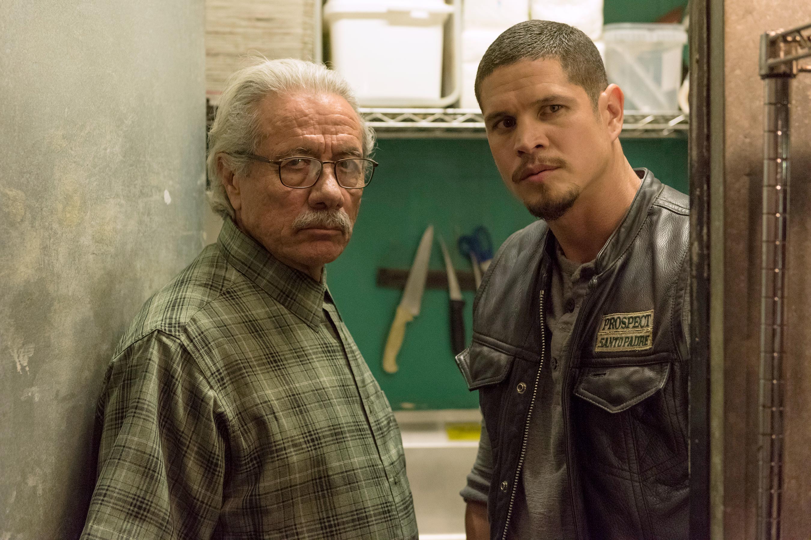 Mayans MC Season 2 - MAYANS M.C. -- Pictured: Edward James Olmos as Felipe Reyes, JD Pardo as EZ Reyes. CR: Prashant Gupta/FX