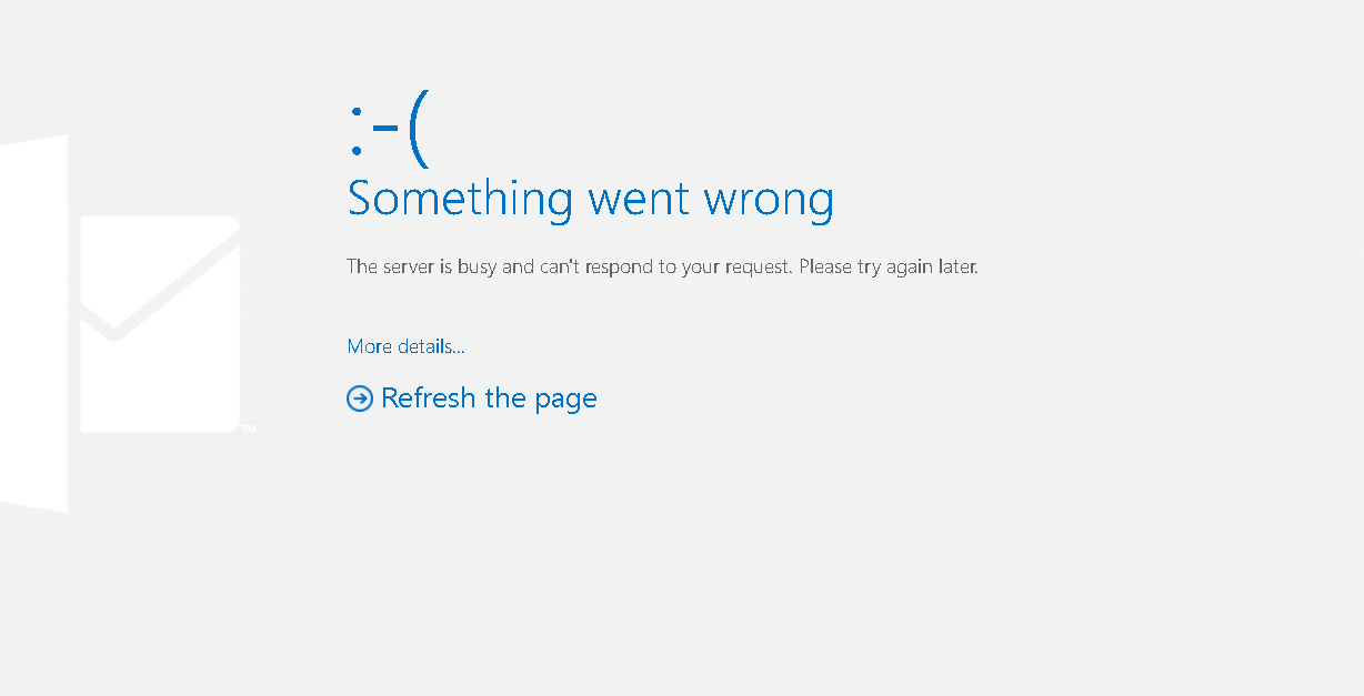 Outlook down right now error message