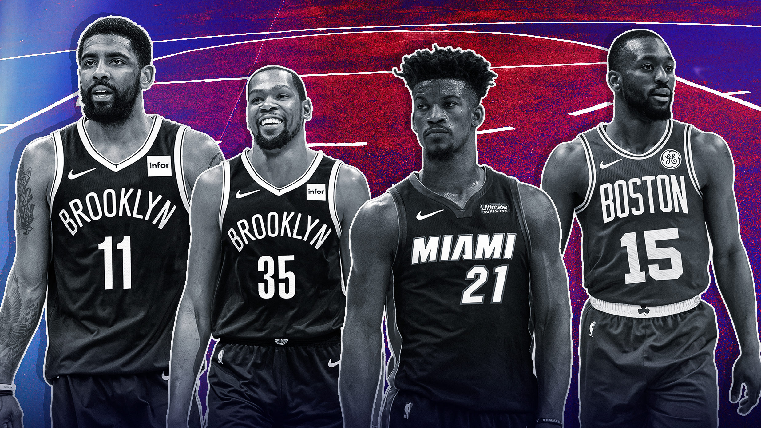 NBA trade Kevin Durant Kyrie Irving Nets Dangelo Russell Klay Thompson Warriors Jimmy Butler Miami Heat Free Agency 2019