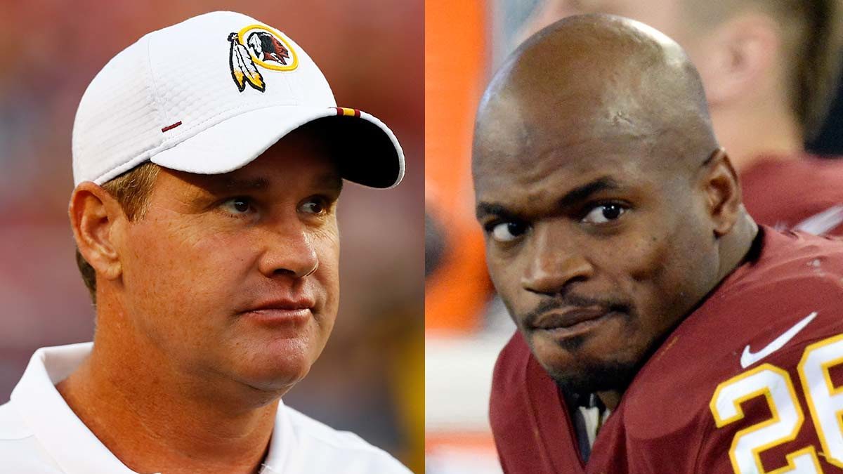 NFL Redskins Coach Jay Gruden RB Adrian Peterson