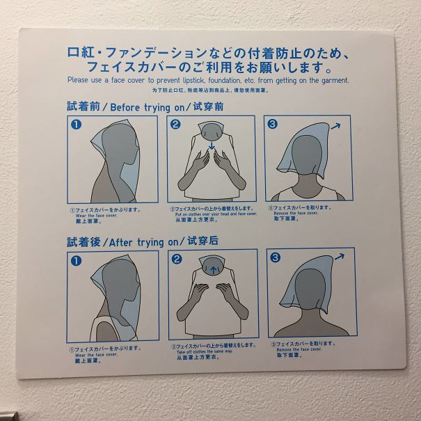 Fitting room, too has instructions