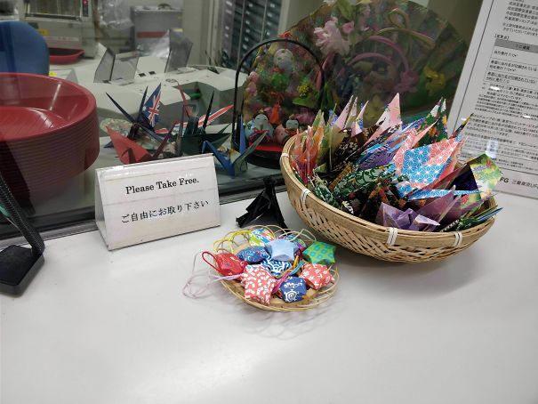 Instead of candies, Japan gives you free origami