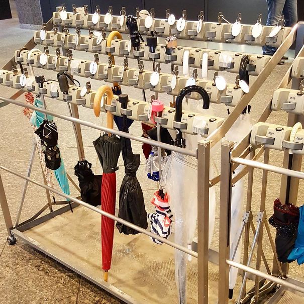 Umbrella lockers at Japan