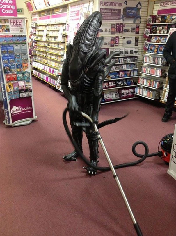 Aliens, too work as assistants at the stores