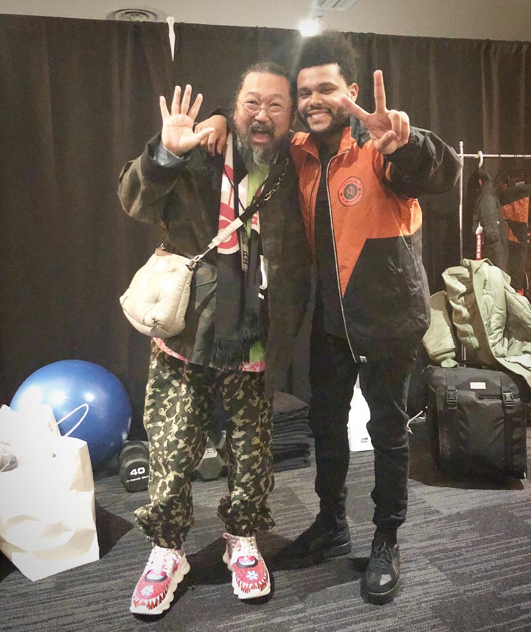 The Weeknd in a hoody by Takashi Murakami 