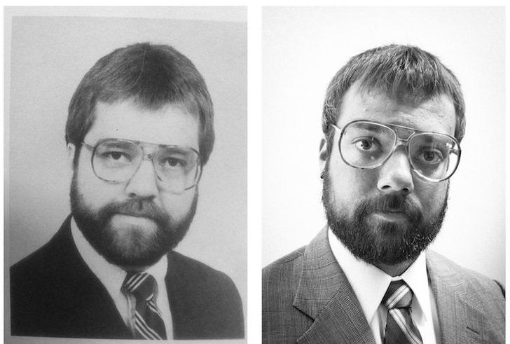 My dad and me, both at age 24 and wearing the same glasses