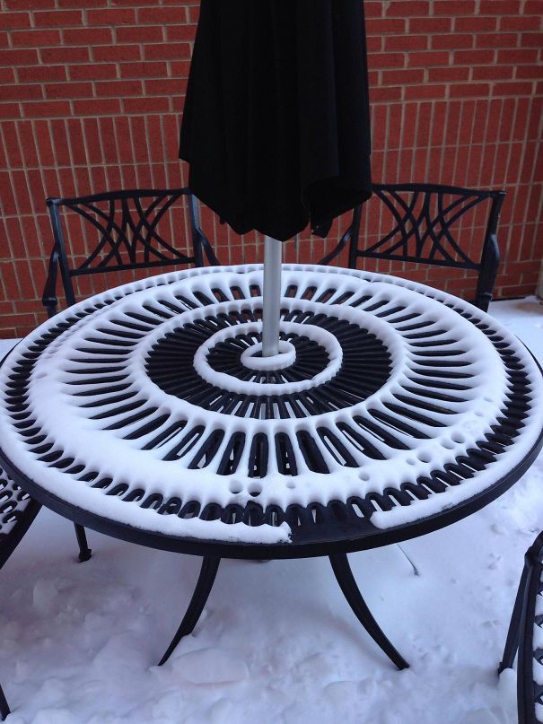 Pattern Formed From A Table And Melting Snow