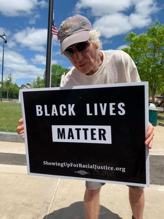 This Man Has Been Standing Alone In Our Town Square For The Past Few Days, Gods Bless His Courage