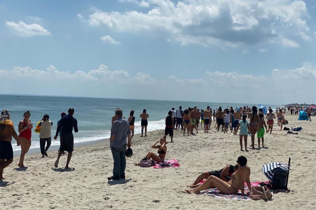 People freaked out as the shark appeared on the shore of Rockaway Beach