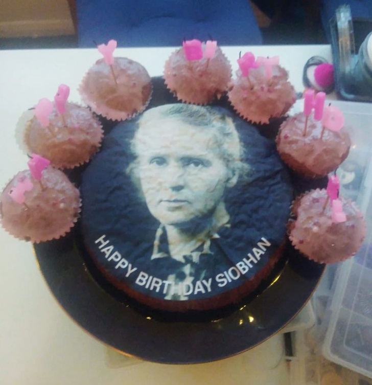 The colleagues thought my cousin asked for a Marie Curie birthday cake. Instead, he wished for a Mariah Carey one!