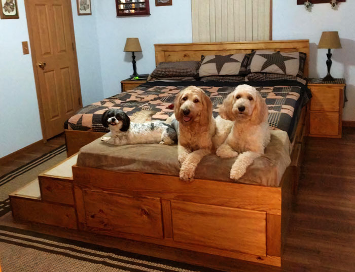 This Pennsylvania-based furniture builder designed a king-sized bed with an add-on pet beds