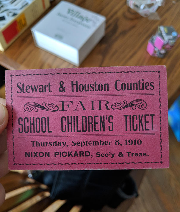 A 108-year-old fair ticket used as a bookmark