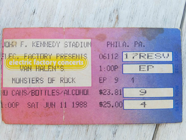 A 30-year-old Ticket Stub to Van Halen's Monsters of Rock Tour 