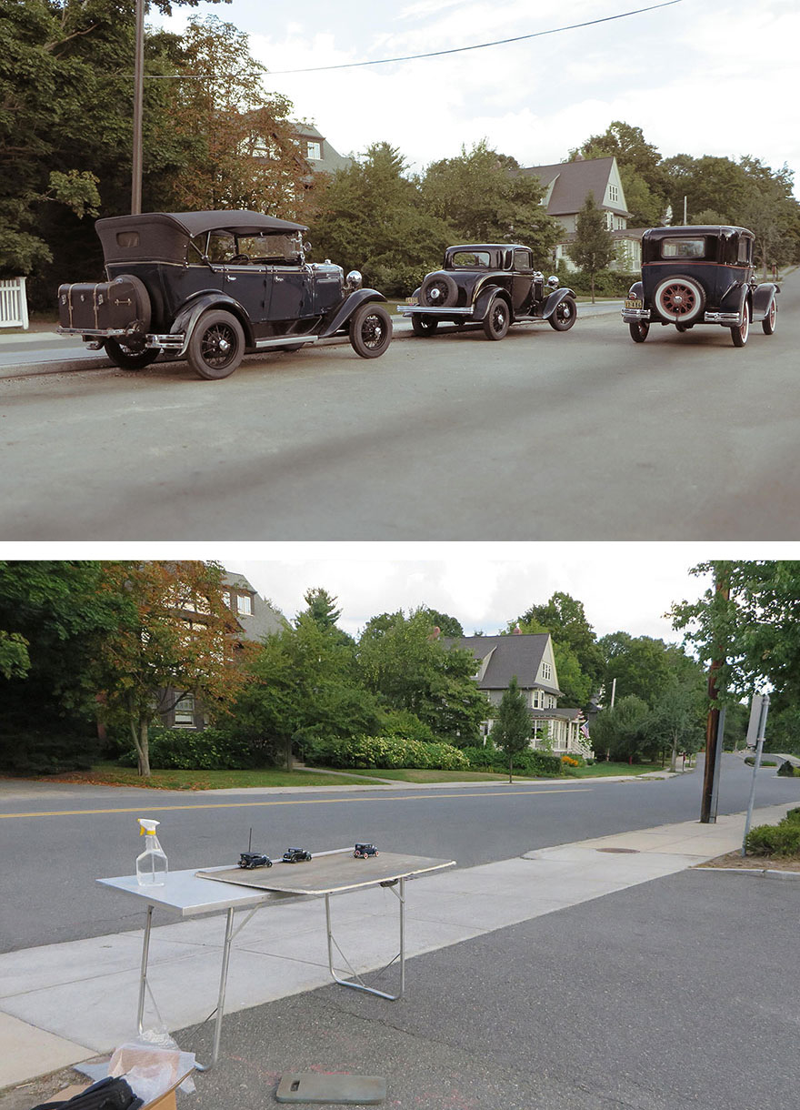 Miniature Car Models Create Realistic Historical Photos