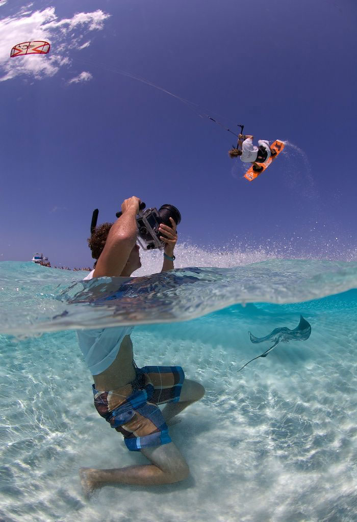 Photographer photographed with a stingray