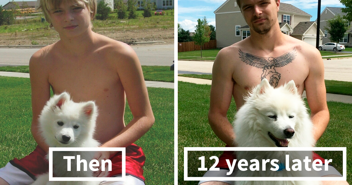 30 Photos Of Dogs Growing Up Next To Their Owners