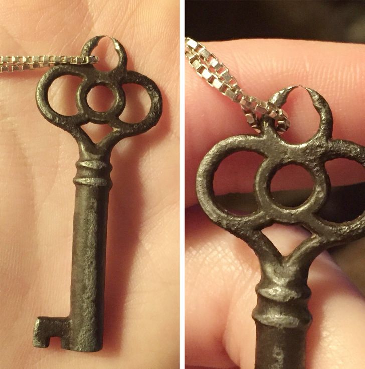 This key that I’ve worn as a necklace almost everyday over the past seven years finally wore through today