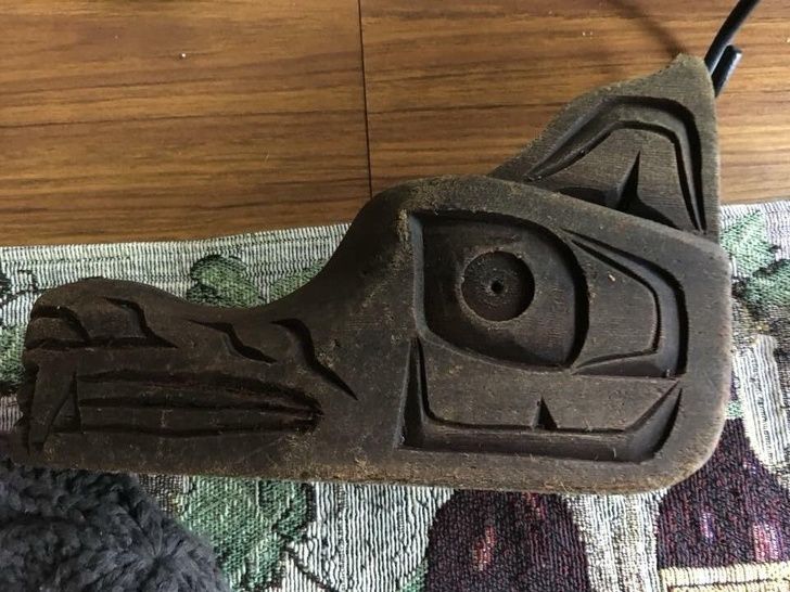 "This animal shaped artifact found in the ocean near Vancouver Island".