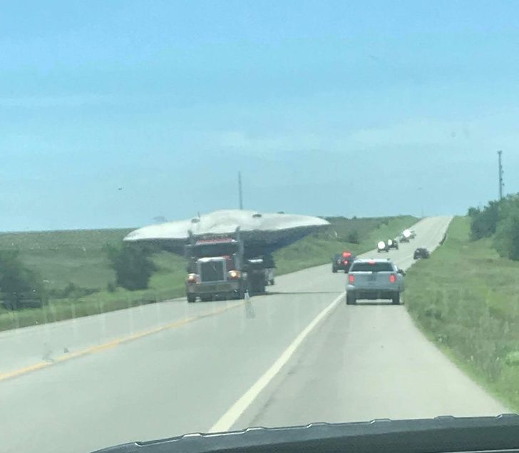"It seems like a UFO is transported by a truck". on internet
