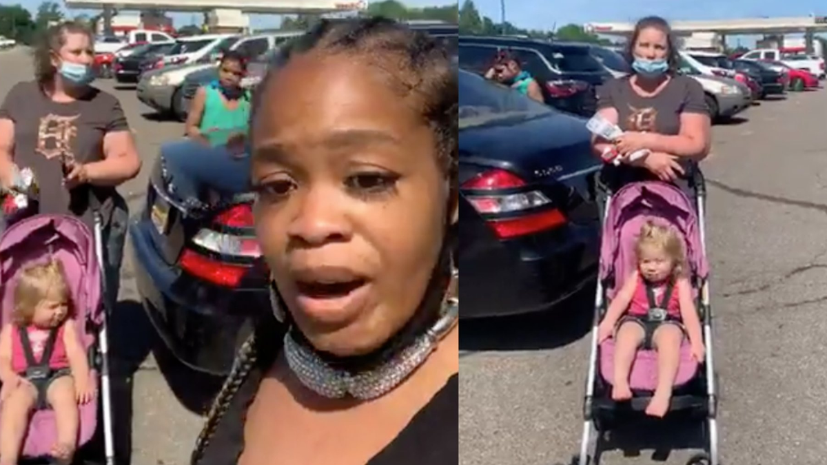 Kroger Karen Blocks Black Mom's Car After Seeing Kid Step on Shelf in Grocery Store