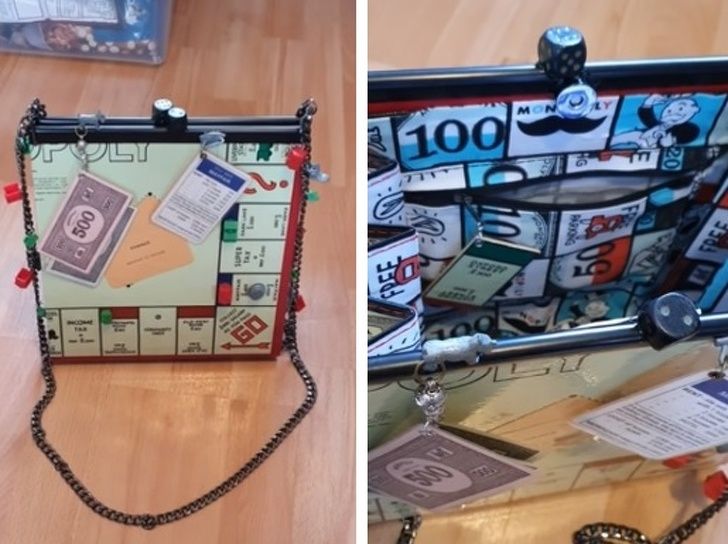 Transforming Old Objects: Now I know how to use old objects, like a monopoly game. Such a beautiful handbag it is!