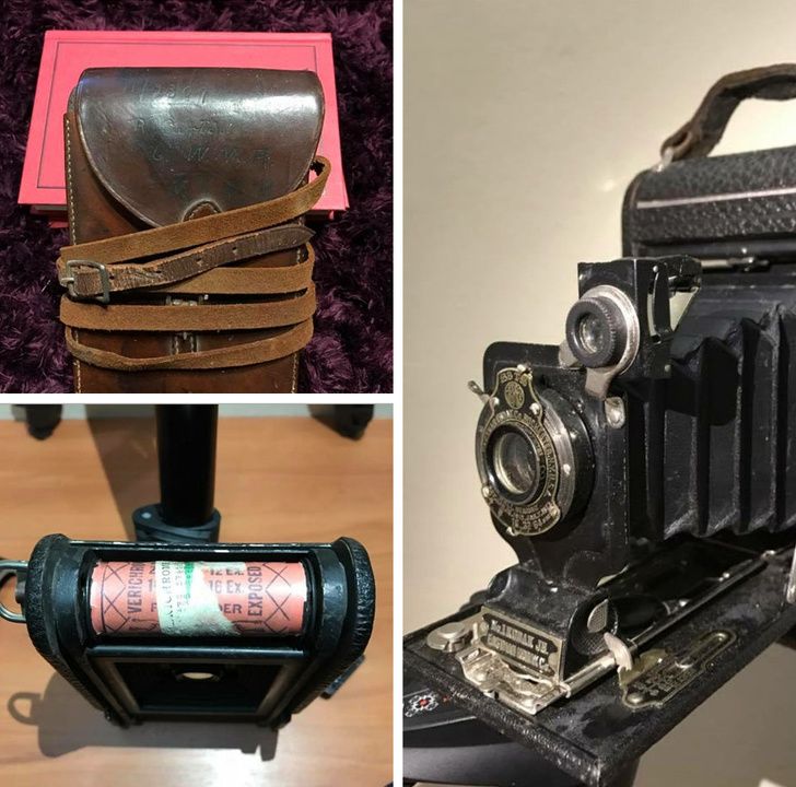 This camera belonged to a soldier in WW1. I found this at a thrift store.