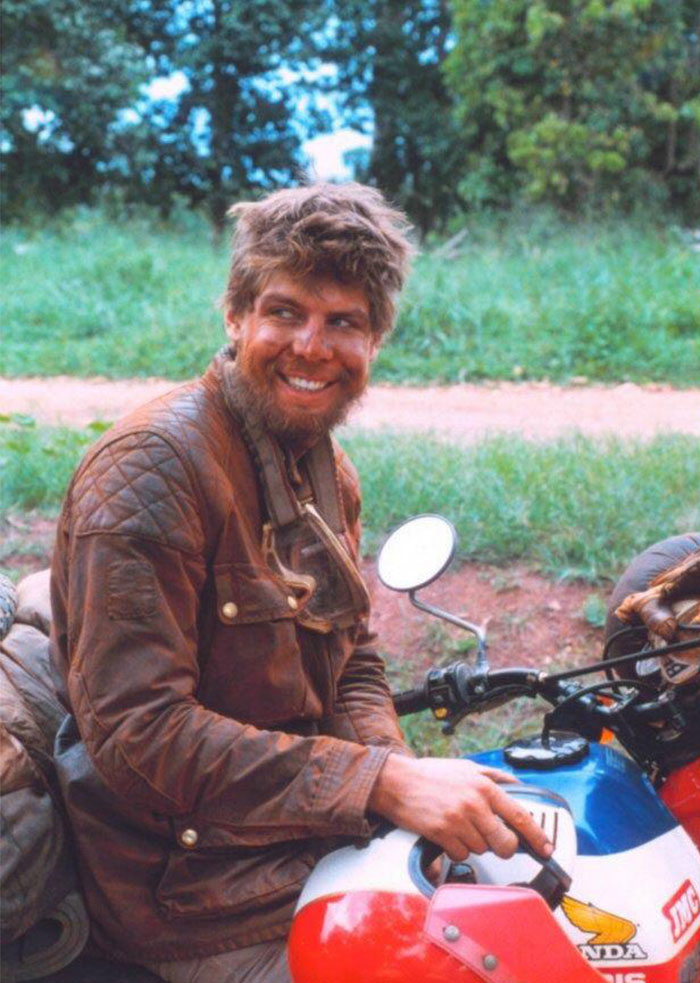 My father halfway through motorcycling across Africa