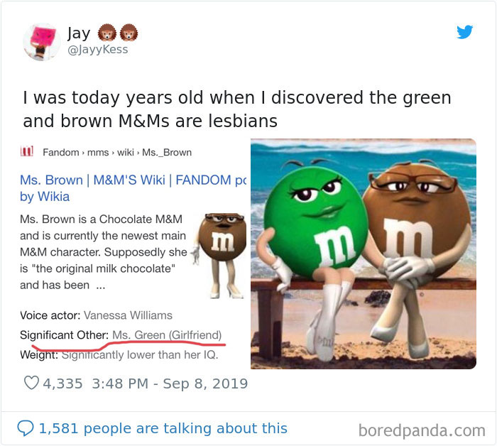 Ever heard that Green and Brown M&Ms are lesbians?