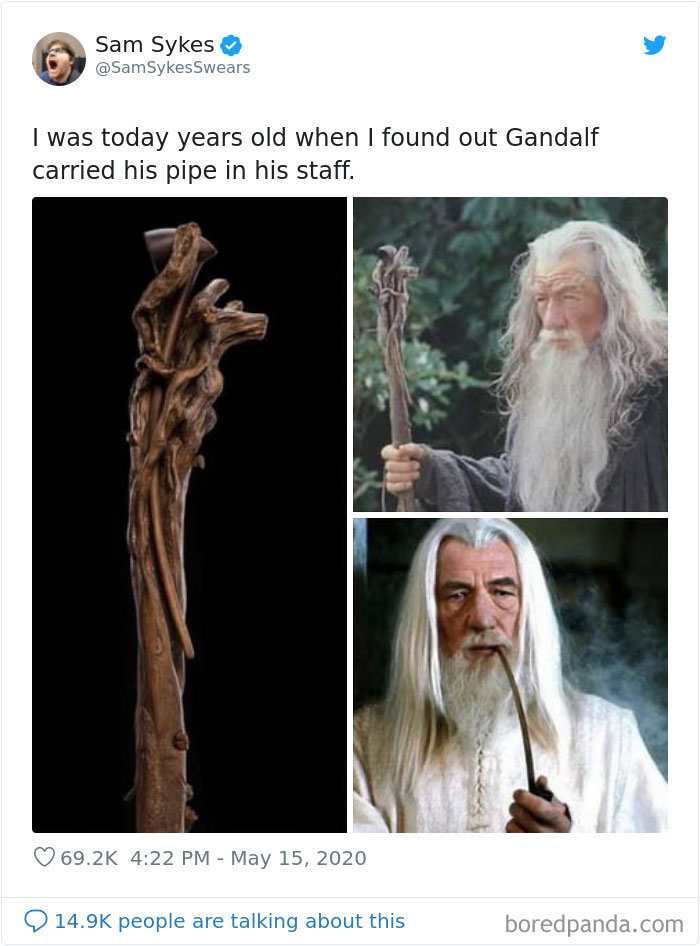 Gandalf carried his pipe in his staff