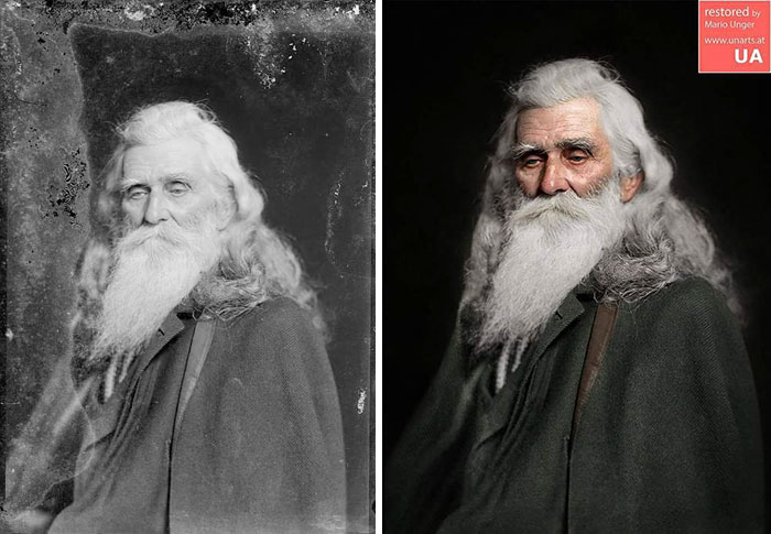 Photographer restores pictures:An Old Man, Photo by C.m.bell, Ca 1890