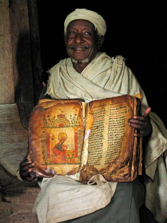 This is a photo of the world's oldest bible, the Ethiopian Bible.