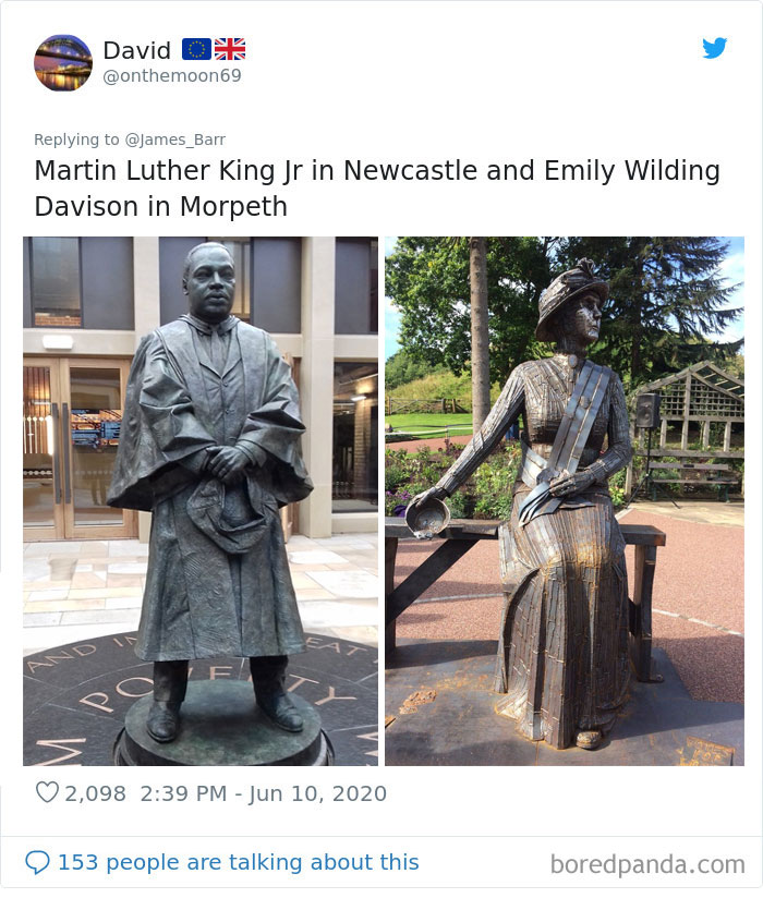 Famous statues:  Martin Luther King Jr & Emily Wilding Davison