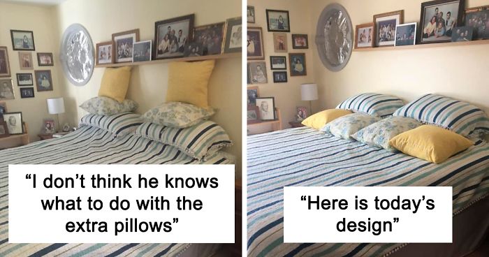 Wife Documents Husband’s Hilarious Attempts To Make The Bed After Doing It Herself For 45 Years