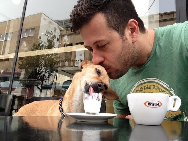 Jewel and I drink coffee together every morning, she has her private glass there and drinks milk foam. She will be 16 soon