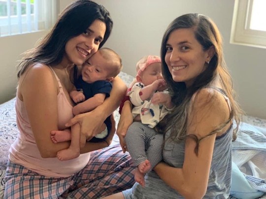 Karina and Kelly and their babies, Leo and Sophie