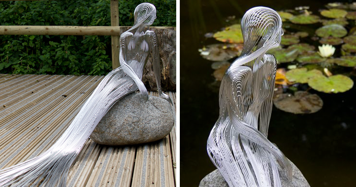 This Artist Turns Steel Wire Into Beautiful Metal Masterpieces That Seamlessly Blend In With Nature