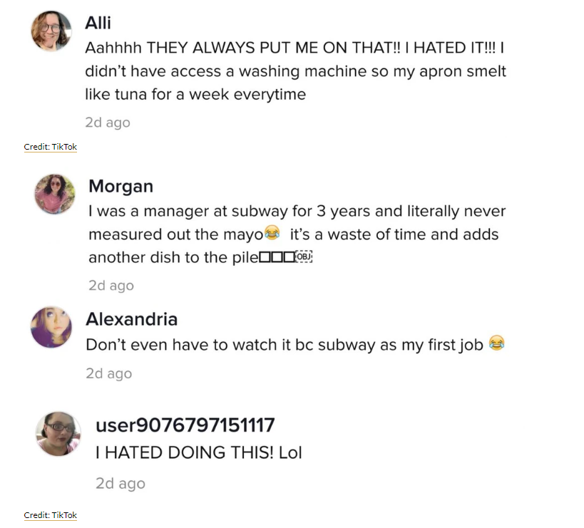 Past employees comment about Subway