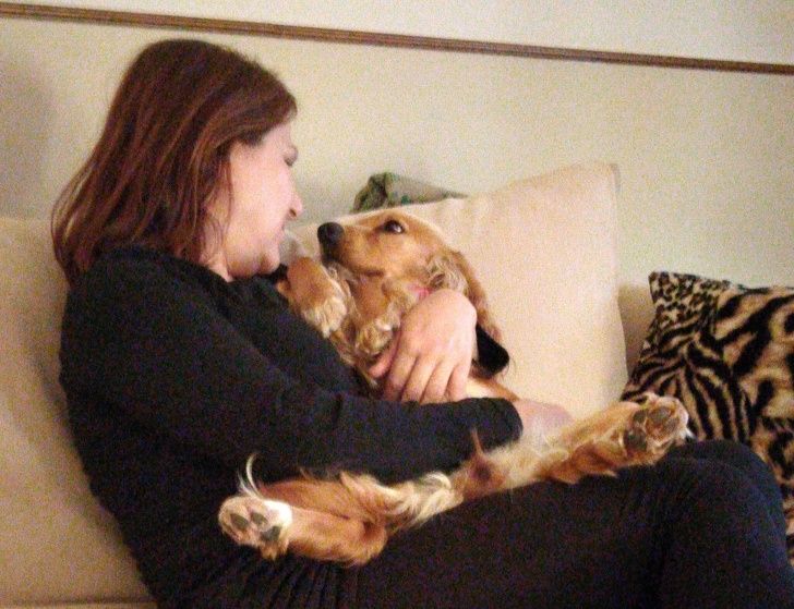 After a lifelong phobia of dogs, my mom seems to be getting over it. This is how she and my dog look at each other