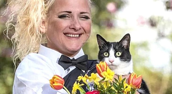 post showing a woman and cat's marriage