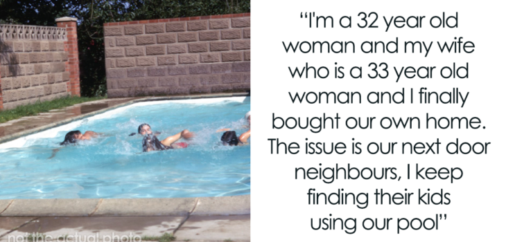 neighbor's kids not allowed to use the pool by a woman