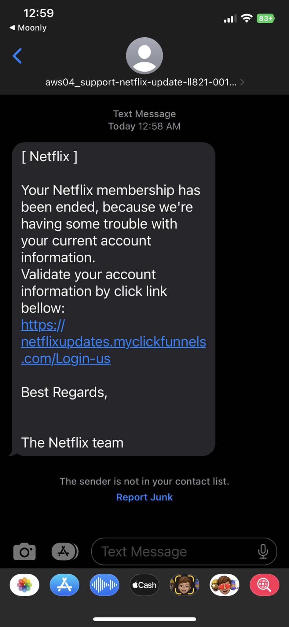 Netflix Free Account Scam SMS