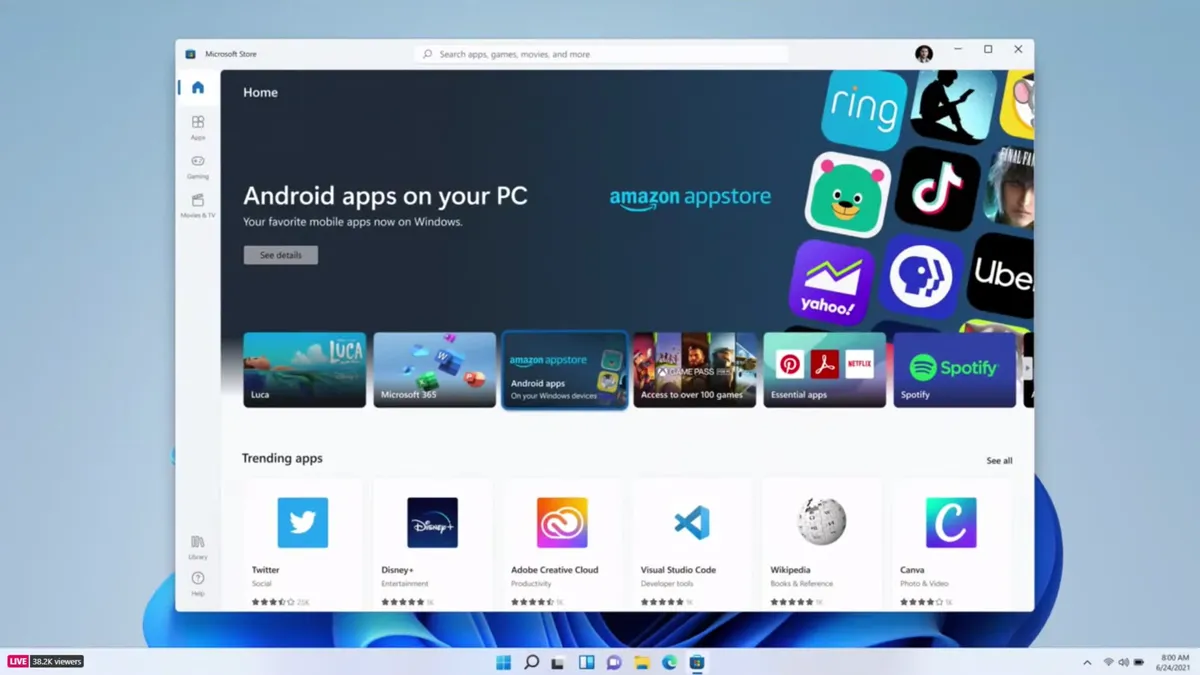 Android incorporation into Windows 11