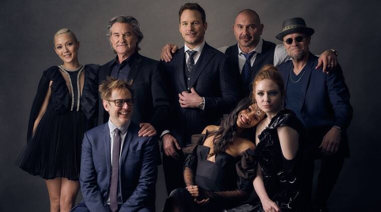 Guardians of the Galaxy Vol 2 cast with director James Gunn